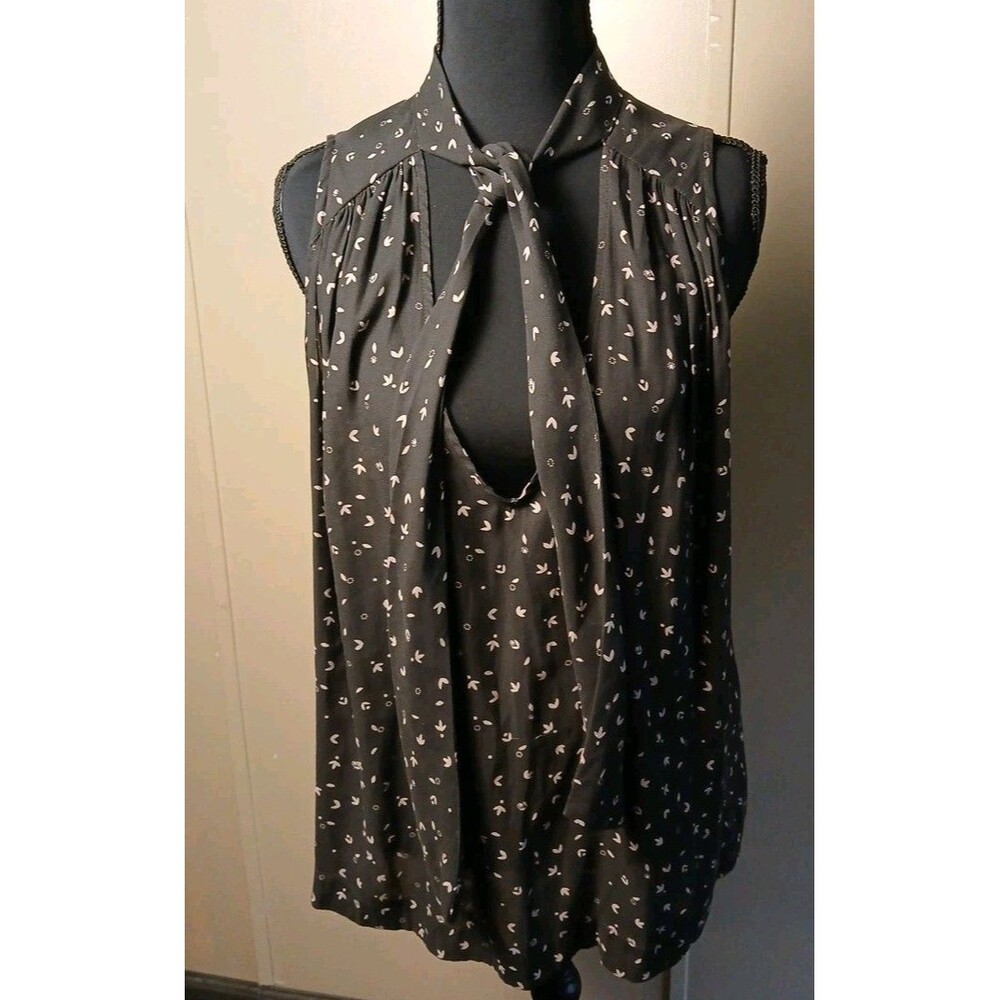 Free People 'Tuck In' Top/Blouse*Sleeveless/Tie-neck*Black Combo Size M